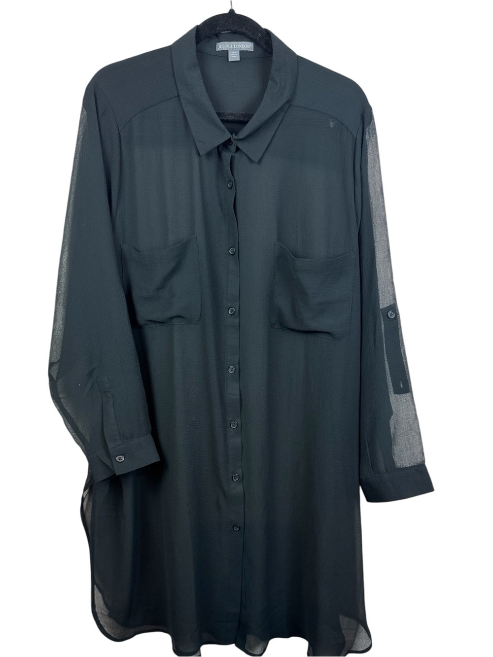 Jessica London Sheer Georgette Mega Tunic Long Size 26W